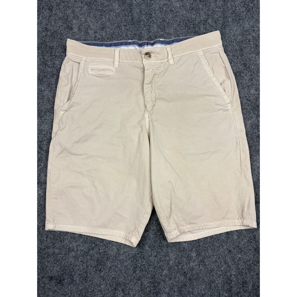 Johnnie-O Mens Chino Shorts Size 33 Stone Beige Tencel Blend Flat Front Casual